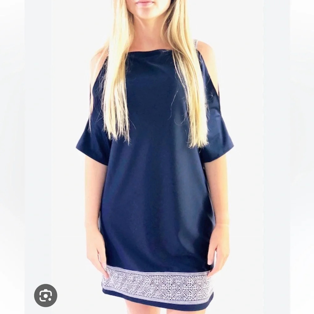 Jude Connally Sage Cold Shoulder Navy Shift Dress
